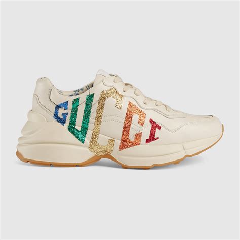 gucci sneakers glitter men 10.5|gucci rhyton leather shoes.